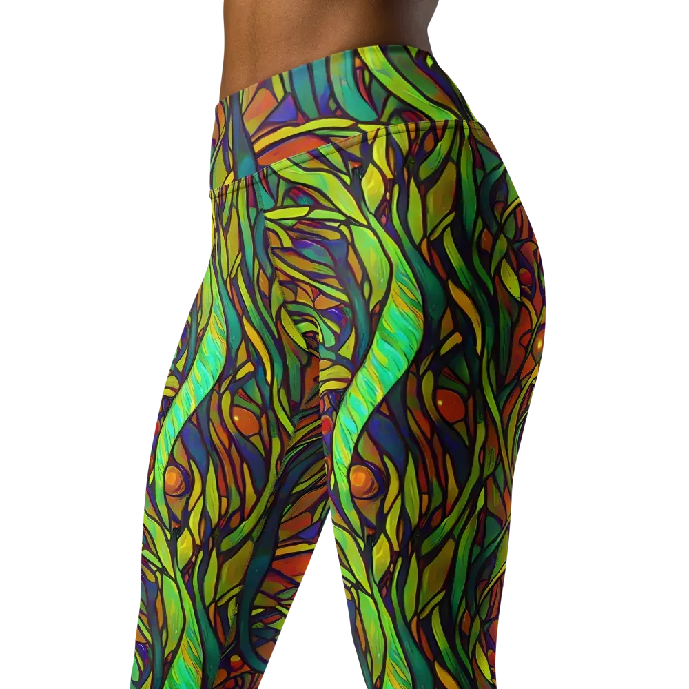 Cosmic Garden on Yoga Leggings — Left Front
