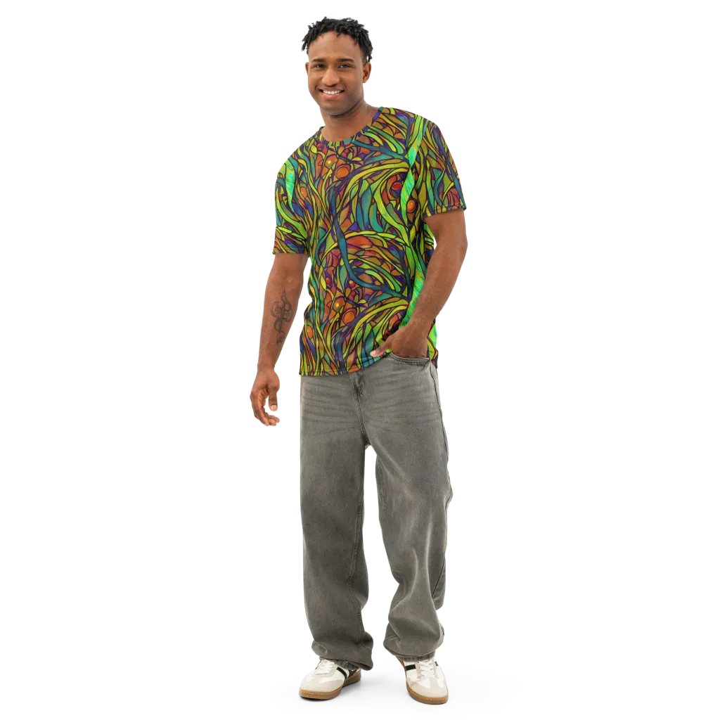 Cosmic Garden on Men's Cotton Crew Neck T-Shirt — Front