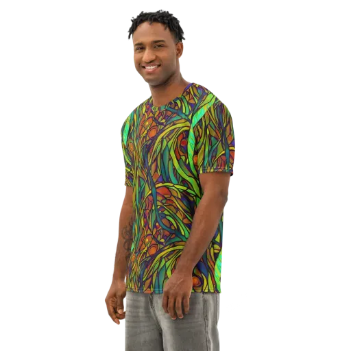 Cosmic Garden on a Men's Cotton Crew Neck T-Shirt