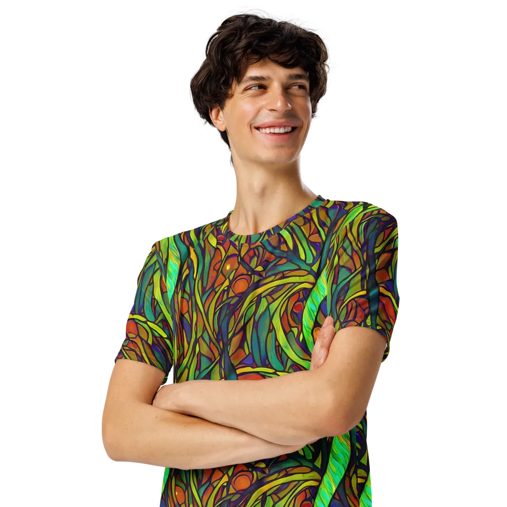 Cosmic Garden on Men's Crew Neck T-Shirt — Left Front