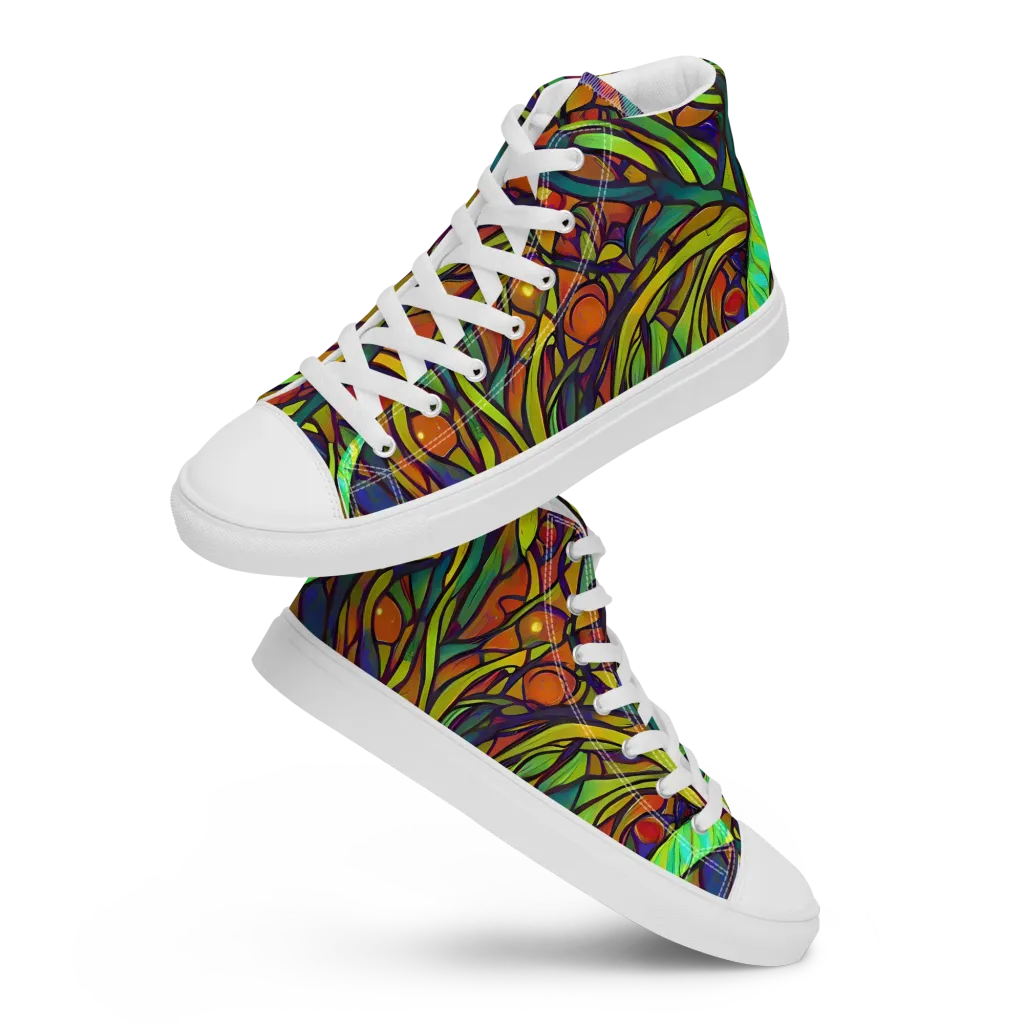 Cosmic Garden on Men's High Top Canvas Shoes — Front