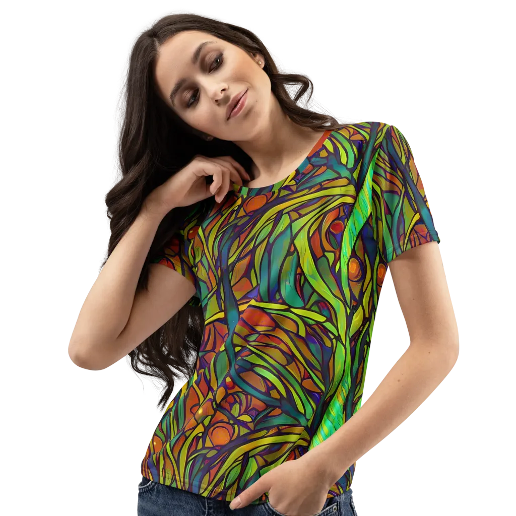 Cosmic Garden on Women's Crew Neck T-Shirt — Left Front