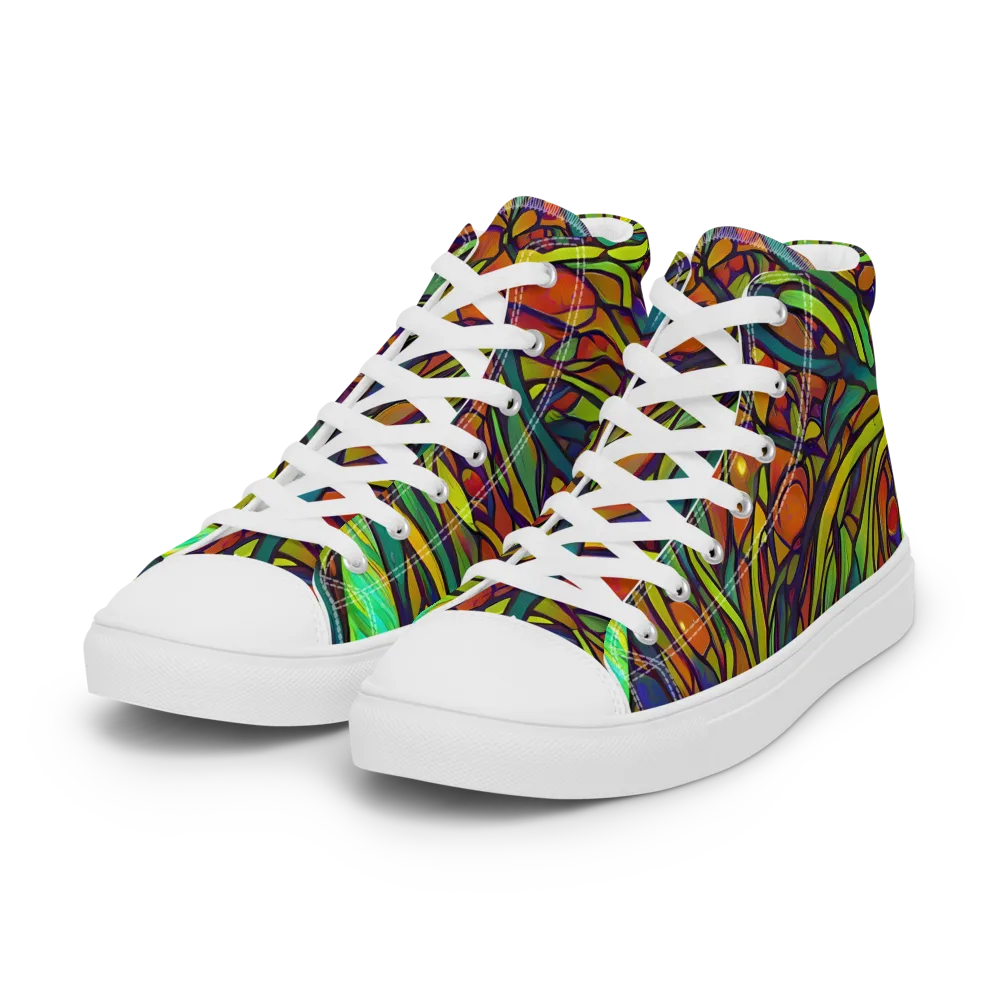 Cosmic Garden on Women's High Top Canvas Shoes — Left Front