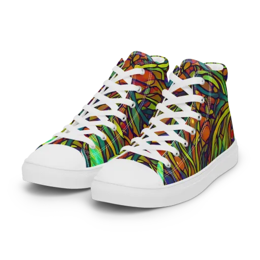 Cosmic Garden on a Women's High Top Canvas Shoes