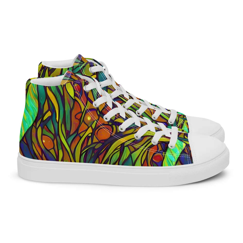 Cosmic Garden on Women's High Top Canvas Shoes — Right