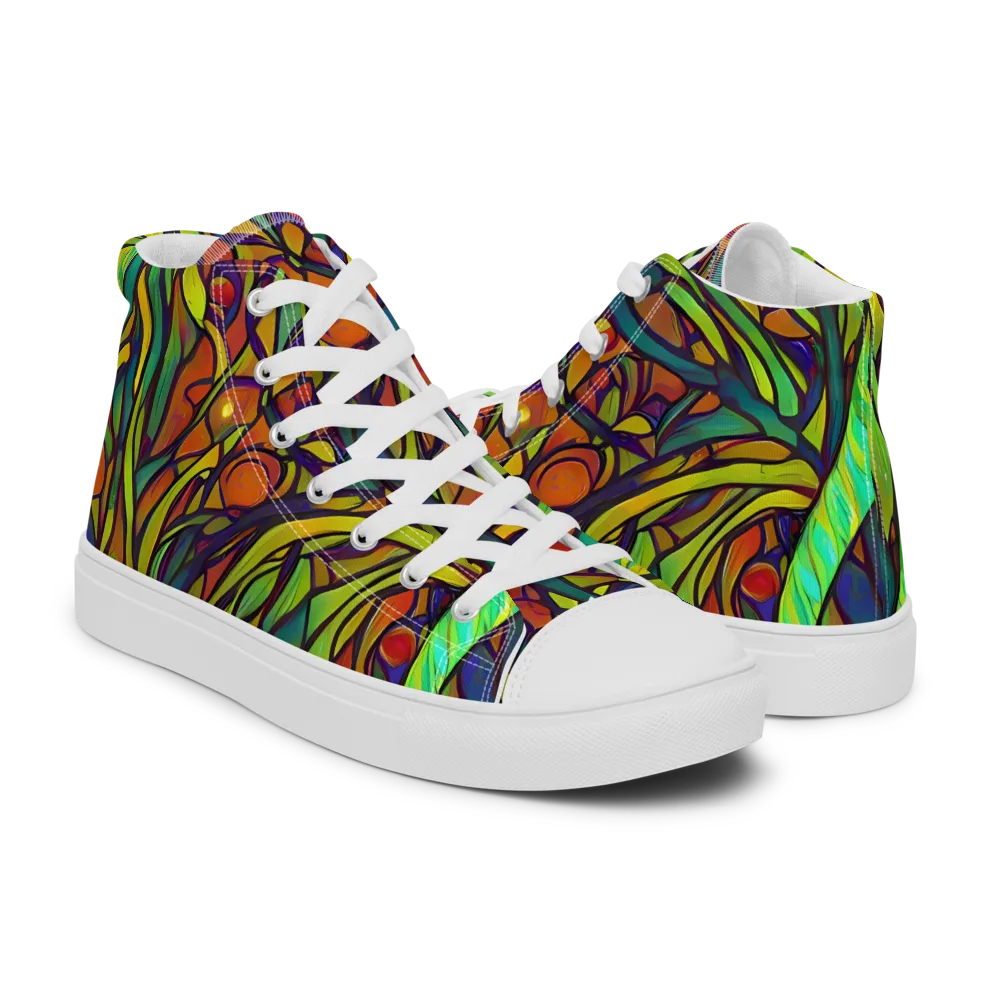 Cosmic Garden on Women's High Top Canvas Shoes — Right