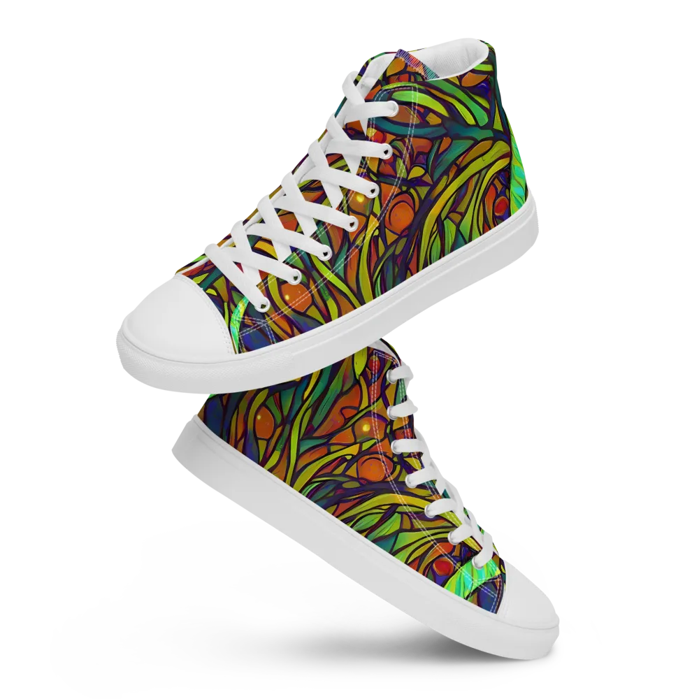 Cosmic Garden on Women's High Top Canvas Shoes — Front