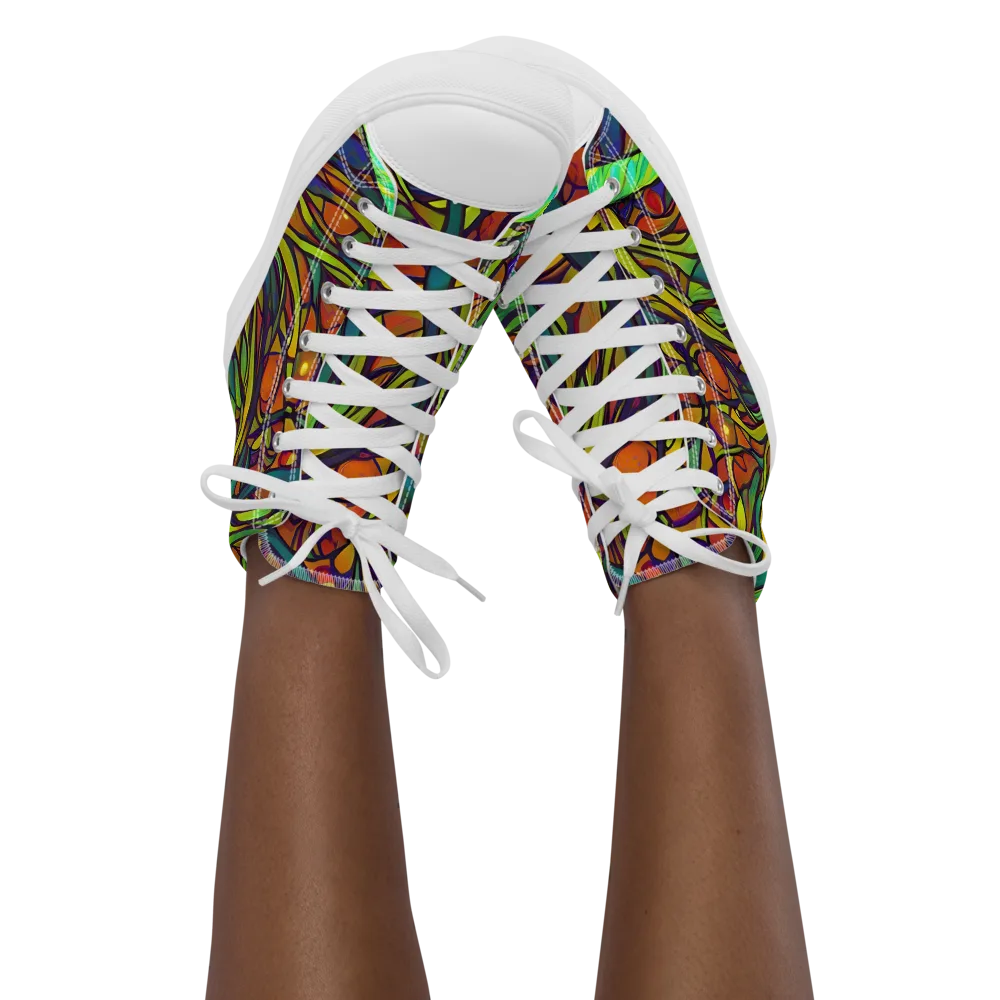 Cosmic Garden on Women's High Top Canvas Shoes — Front