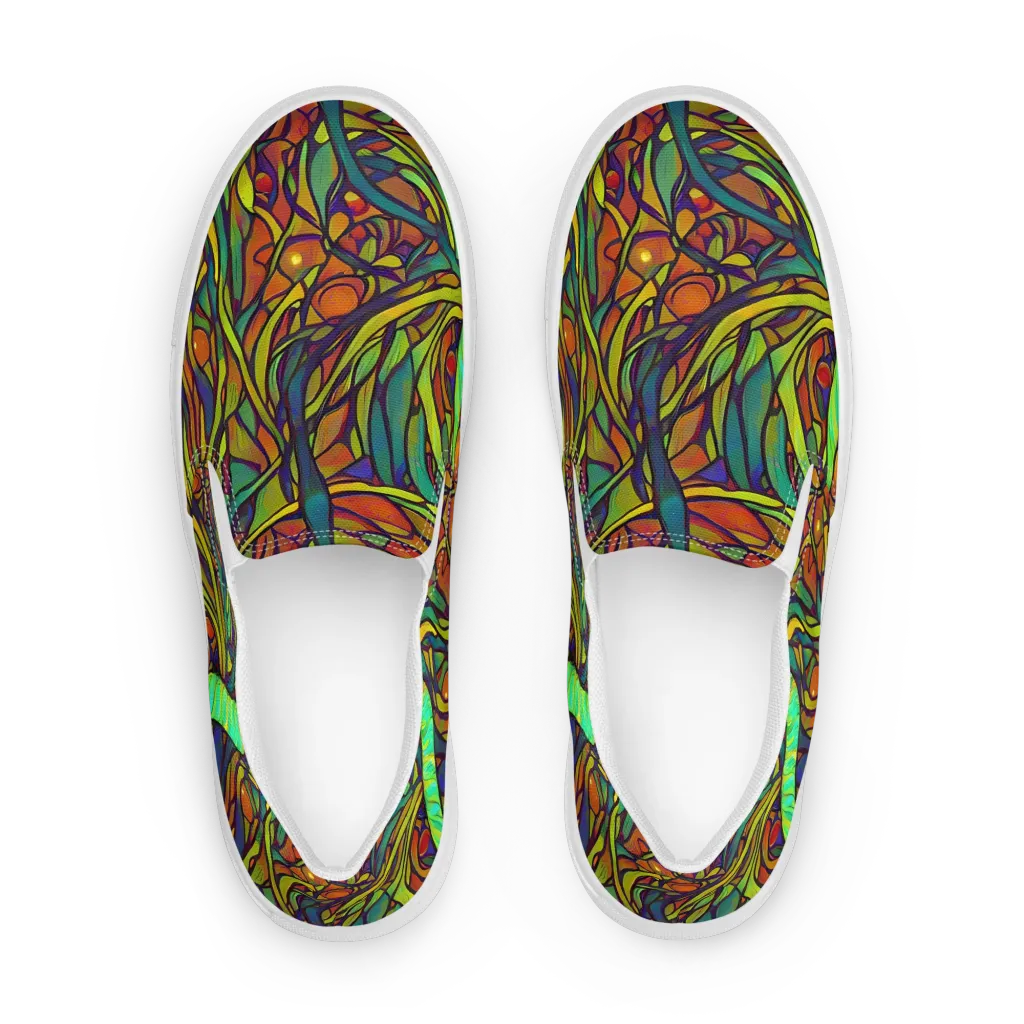 Cosmic Garden on Women's Slip-On Canvas Shoes — Front