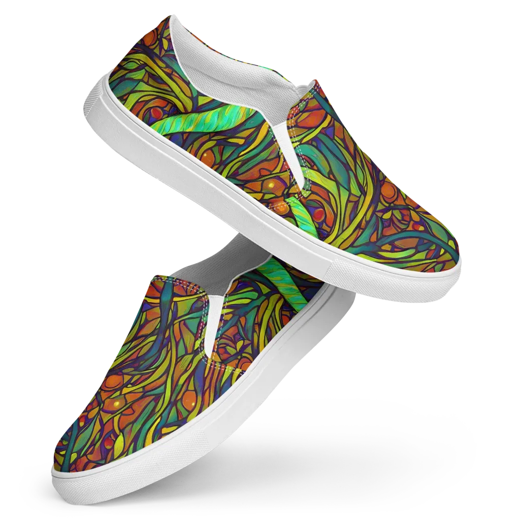 Cosmic Garden on Women's Slip-On Canvas Shoes — Front