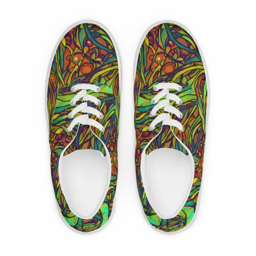 Cosmic Garden on a Men's Lace-Up Canvas Shoes