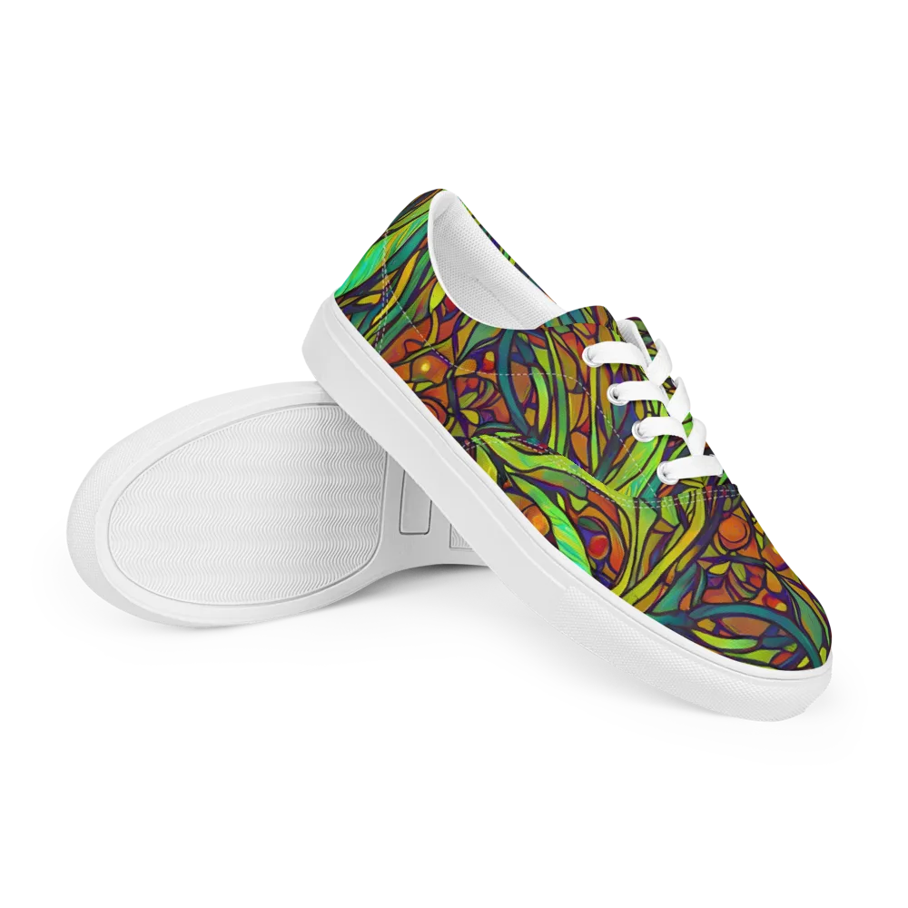 Cosmic Garden on Men's Lace-Up Canvas Shoes — Right Front