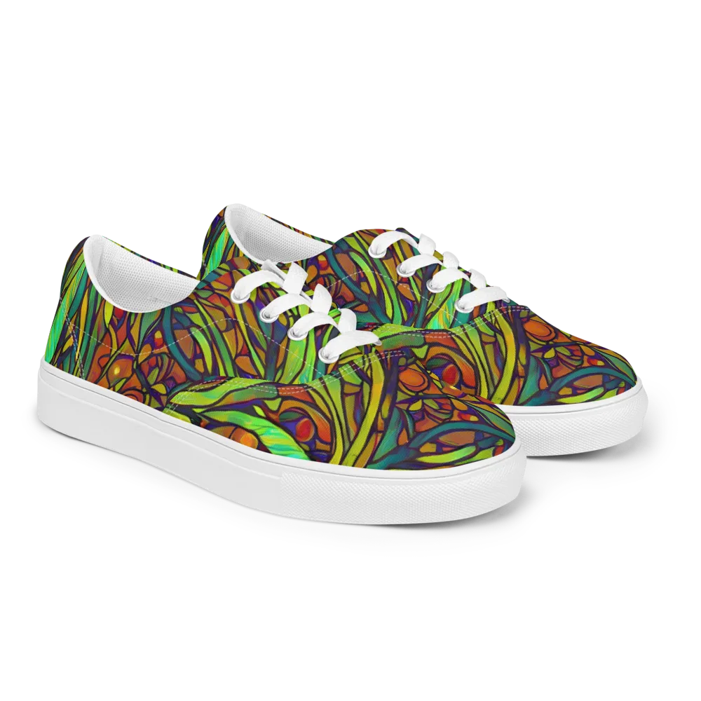 Cosmic Garden on Men's Lace-Up Canvas Shoes — Right Front