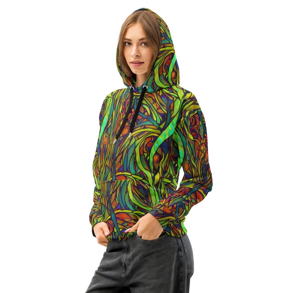 Cosmic Garden on Cotton Hoodie — Left Front