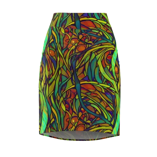 Cosmic Garden on a Pencil Skirt