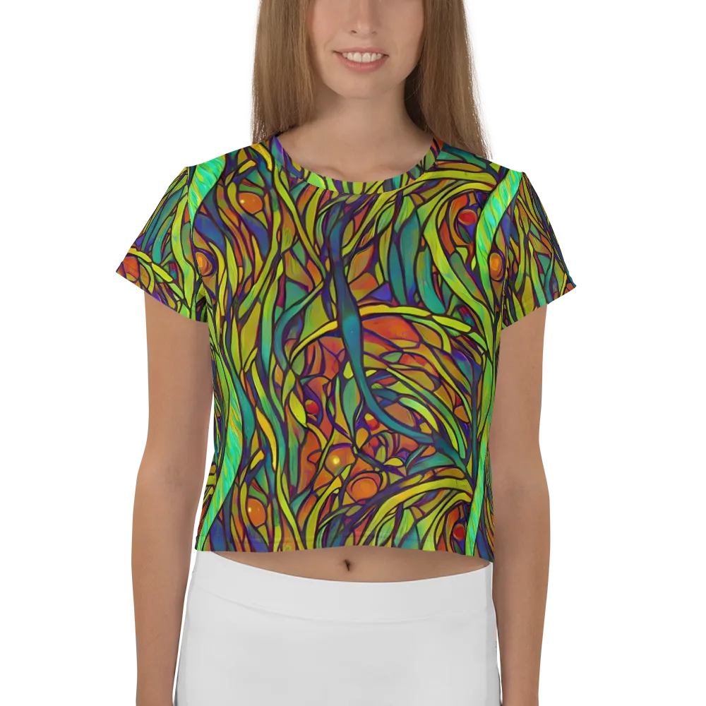 Cosmic Garden on Crop Tee — Front