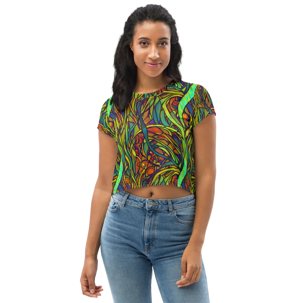 Cosmic Garden on Crop Tee — Front