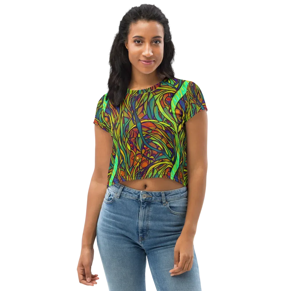 Cosmic Garden on Crop Tee — Front