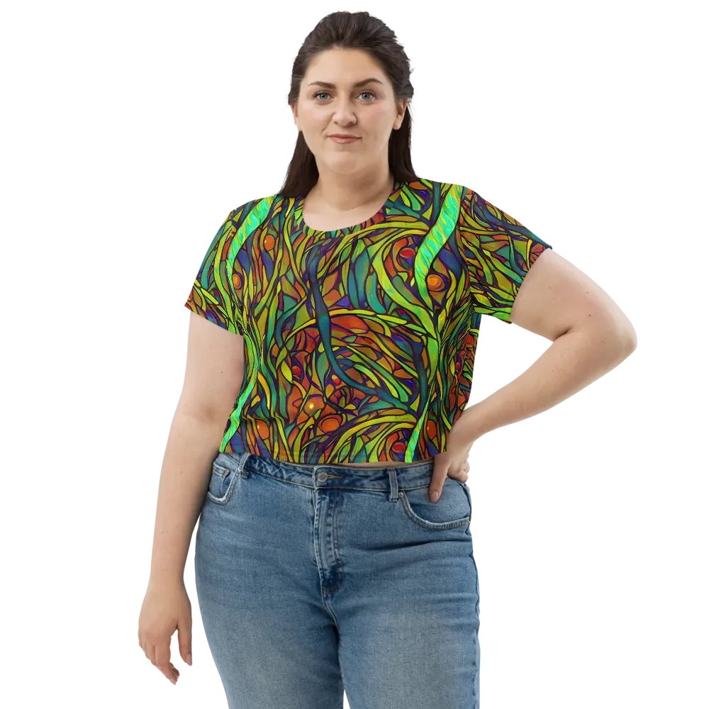 Cosmic Garden on Crop Tee — Front