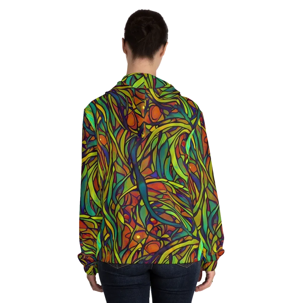 Cosmic Garden on Women's Full-Zip Hoodie — Back On Person