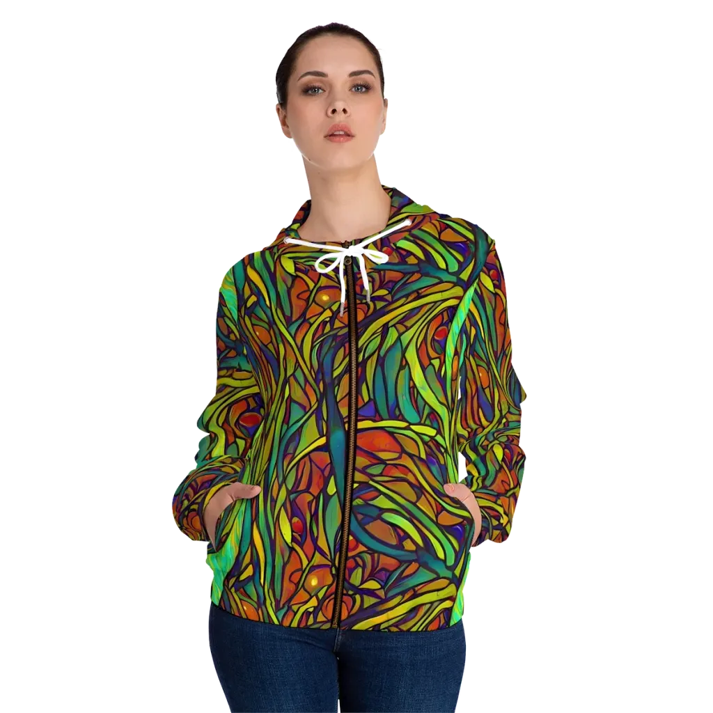 Cosmic Garden on Women's Full-Zip Hoodie — Front On Person