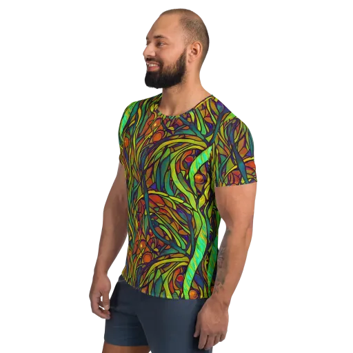 Cosmic Garden on a Men's Athletic T-Shirt