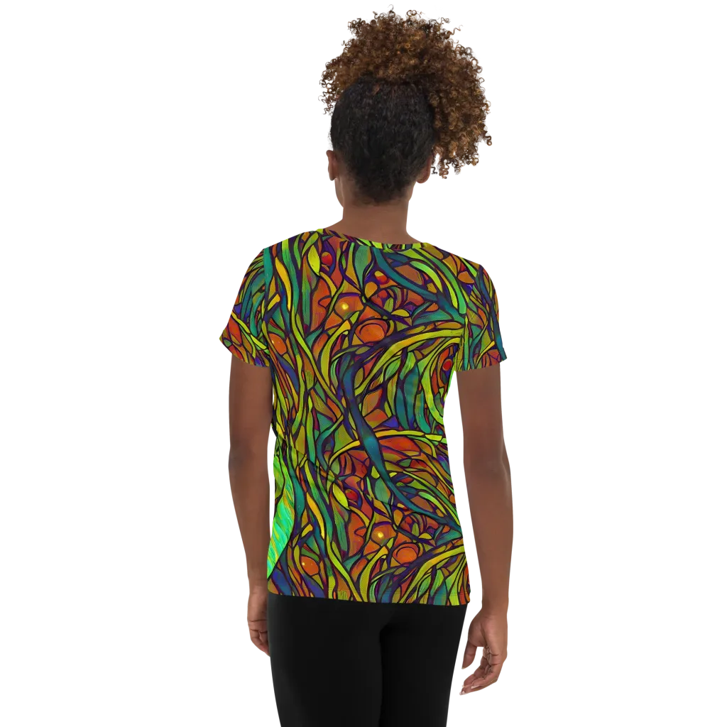 Cosmic Garden on Women's Athletic T-Shirt — Back