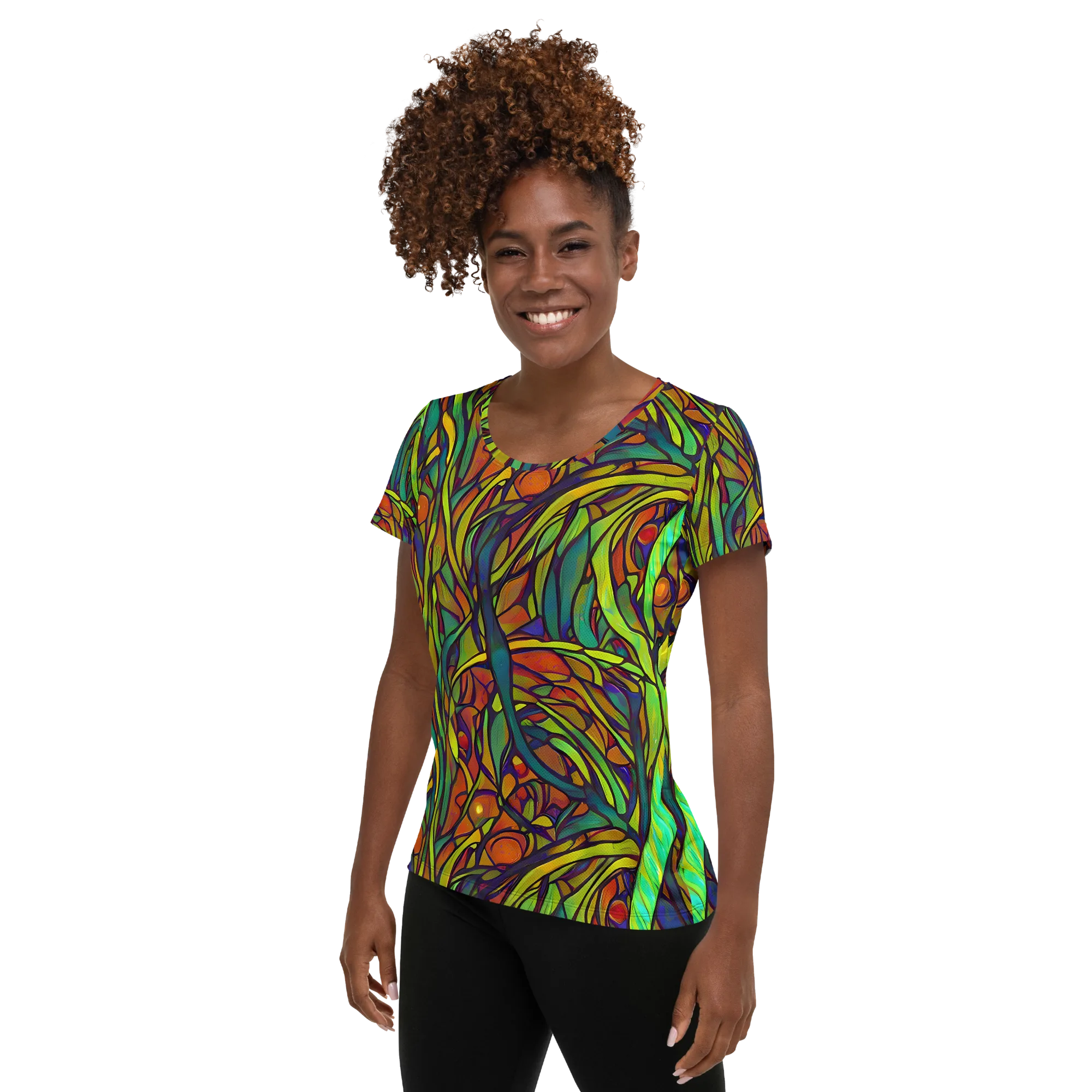 Cosmic Garden on Women's Athletic T-Shirt — Left