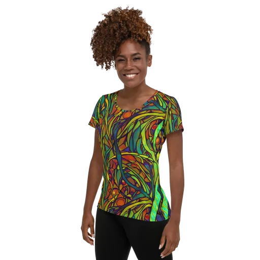 Cosmic Garden on a Women's Athletic T-Shirt