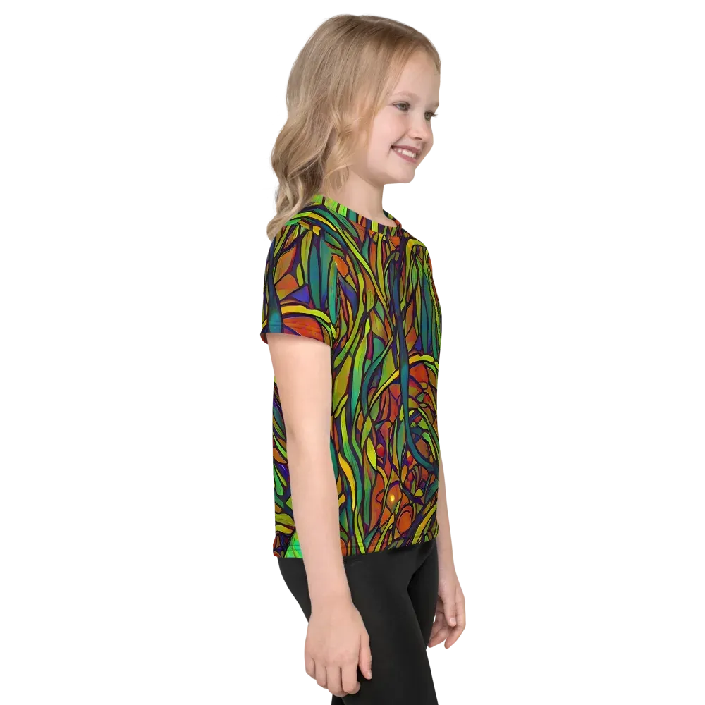Cosmic Garden on Kids Crew Neck T-Shirt — Right