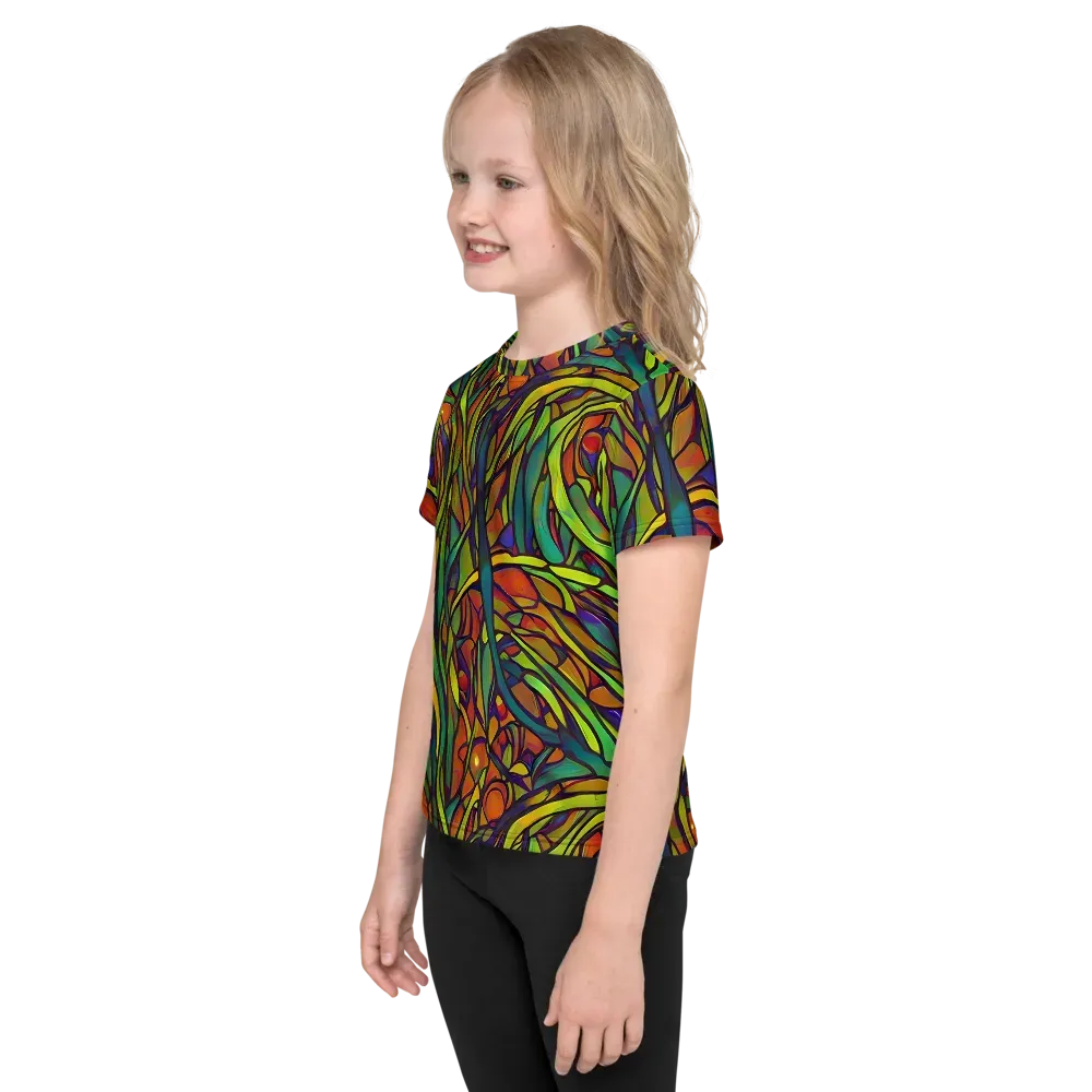 Cosmic Garden on Kids Crew Neck T-Shirt — Left