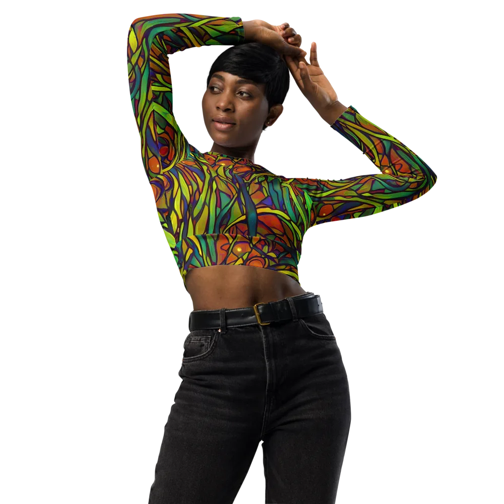 Cosmic Garden on Long Sleeve Crop Top — Front