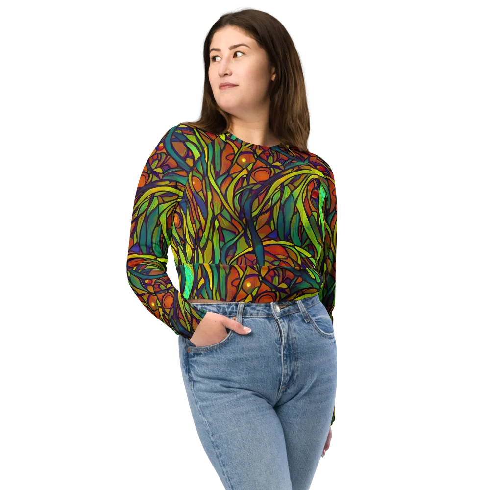 Cosmic Garden on Long Sleeve Crop Top — Front
