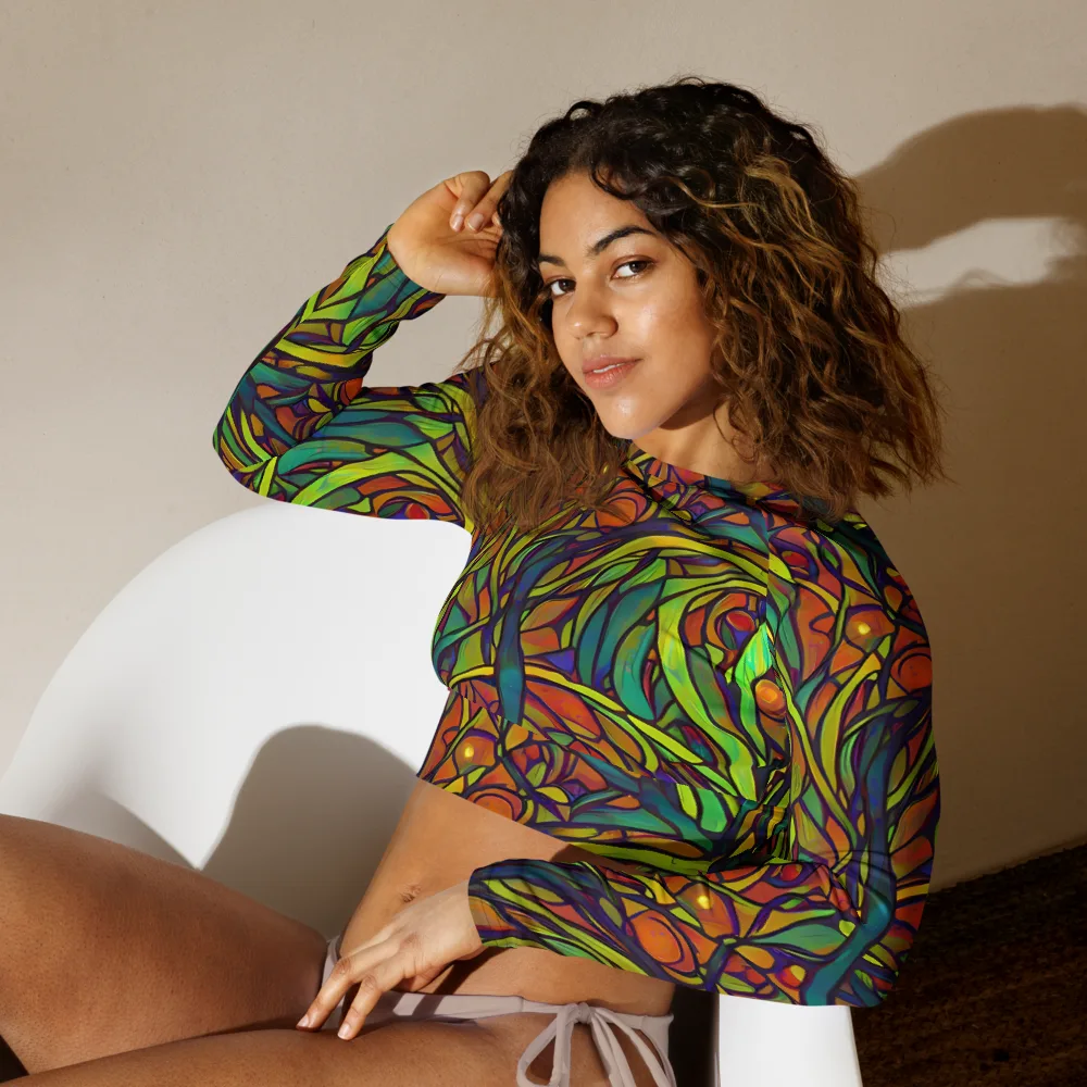 Cosmic Garden on Long Sleeve Crop Top — Left Front