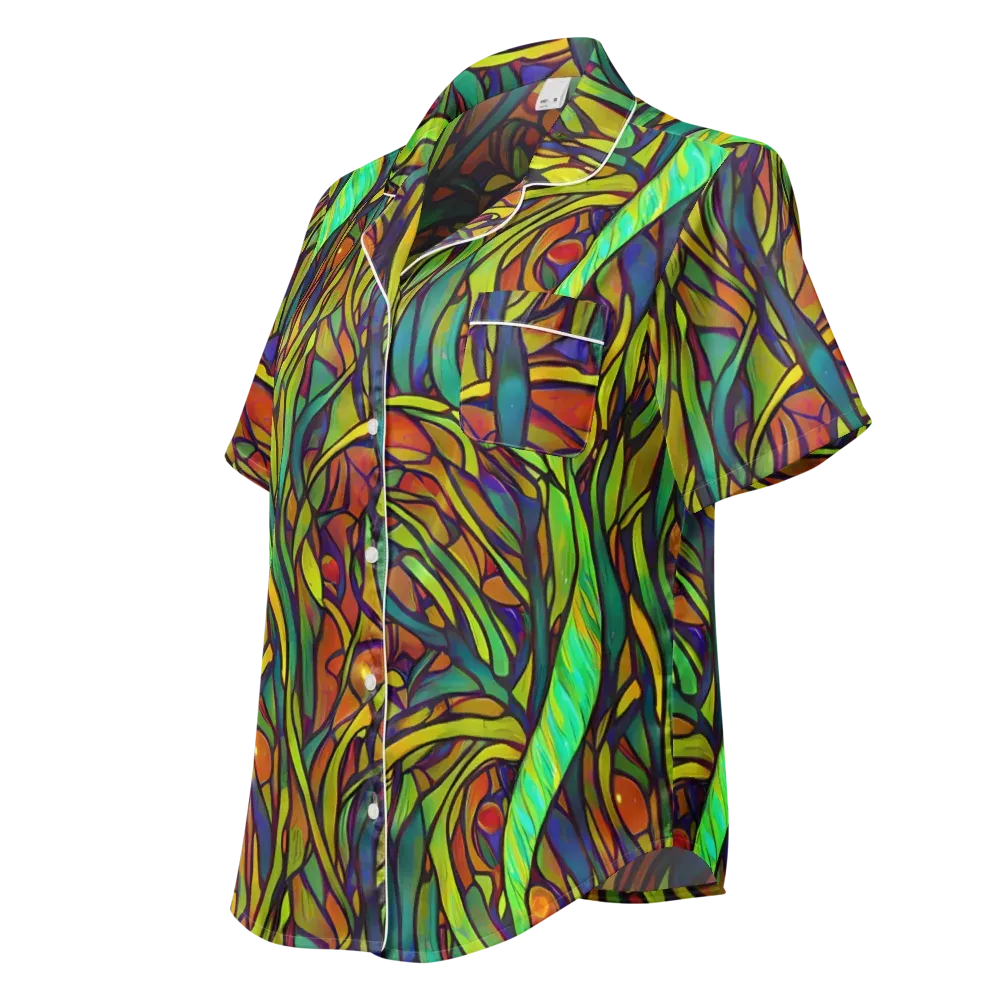 Cosmic Garden on Women's Short Sleeve Pajama Top — Left Front