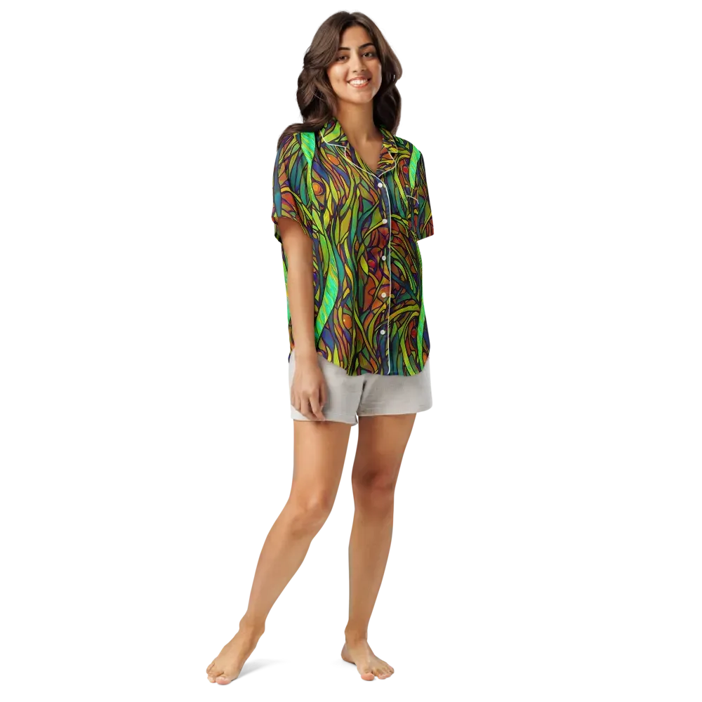 Cosmic Garden on Women's Short Sleeve Pajama Top — Front