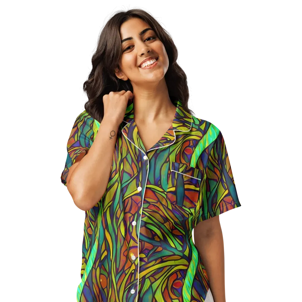 Cosmic Garden on Women's Short Sleeve Pajama Top — Front