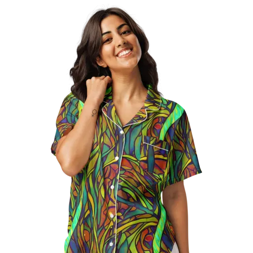 Cosmic Garden on a Women's Short Sleeve Pajama Top