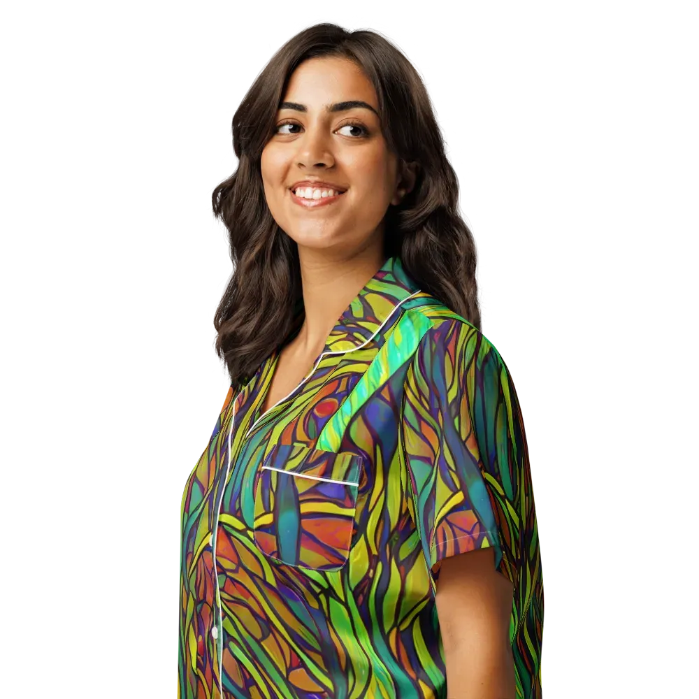 Cosmic Garden on Women's Short Sleeve Pajama Top — Left Front
