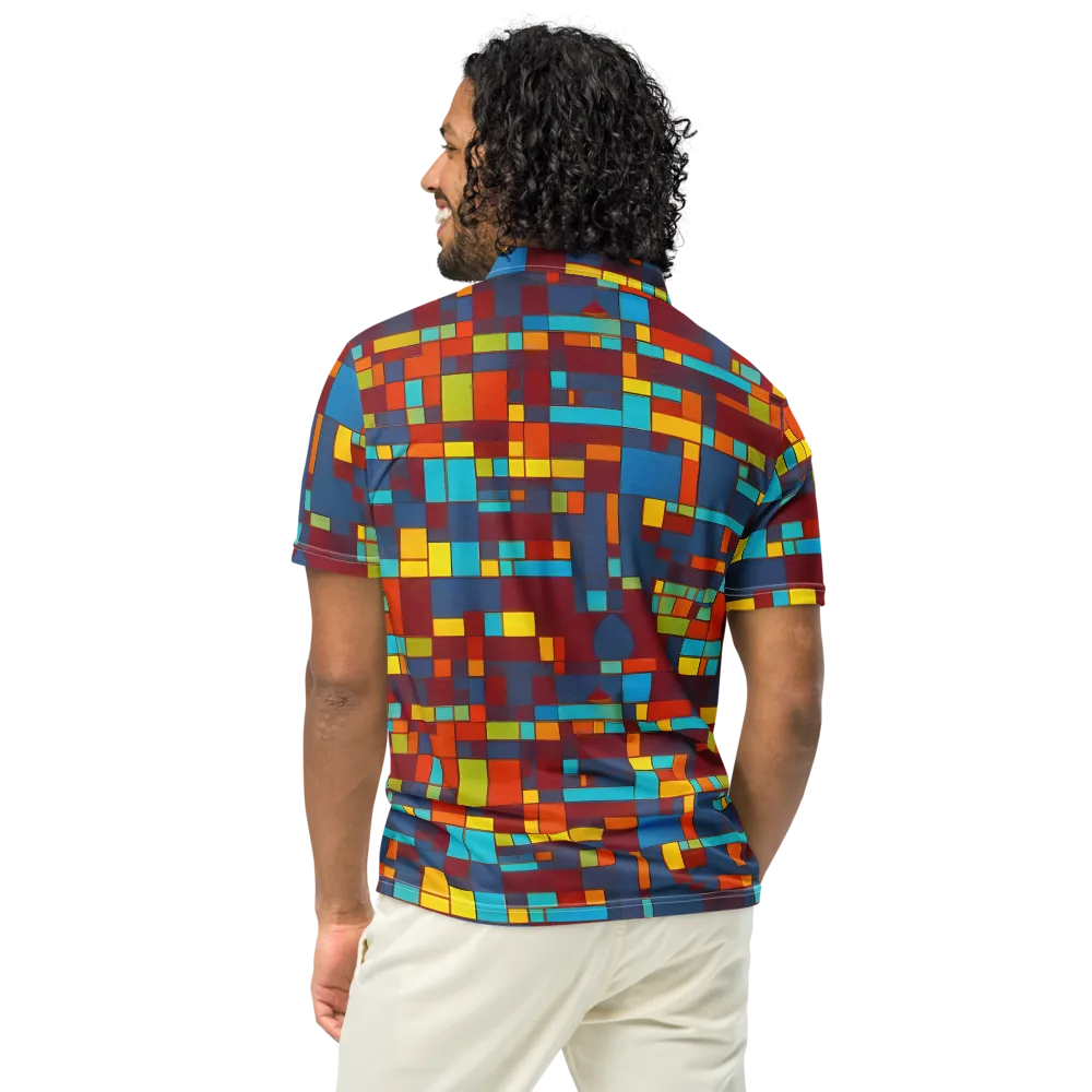 Astral Grid on Men's Slim Fit Polo Shirt — Back