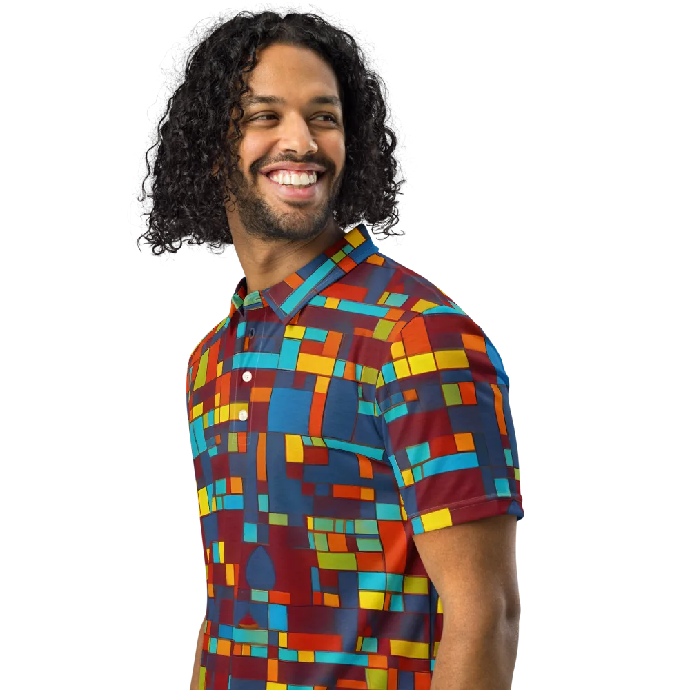 Astral Grid on Men's Slim Fit Polo Shirt — Left Front