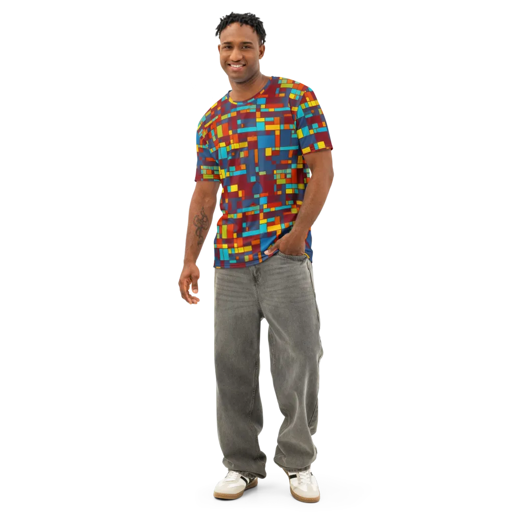 Astral Grid on Men's Cotton Crew Neck T-Shirt — Front