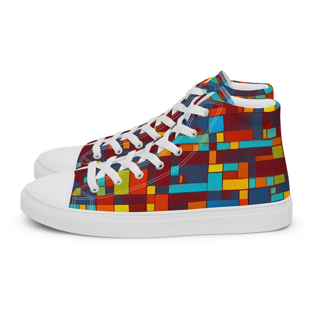 Astral Grid on Men's High Top Canvas Shoes — Left