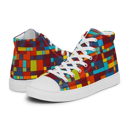 Astral Grid on a Men's High Top Canvas Shoes