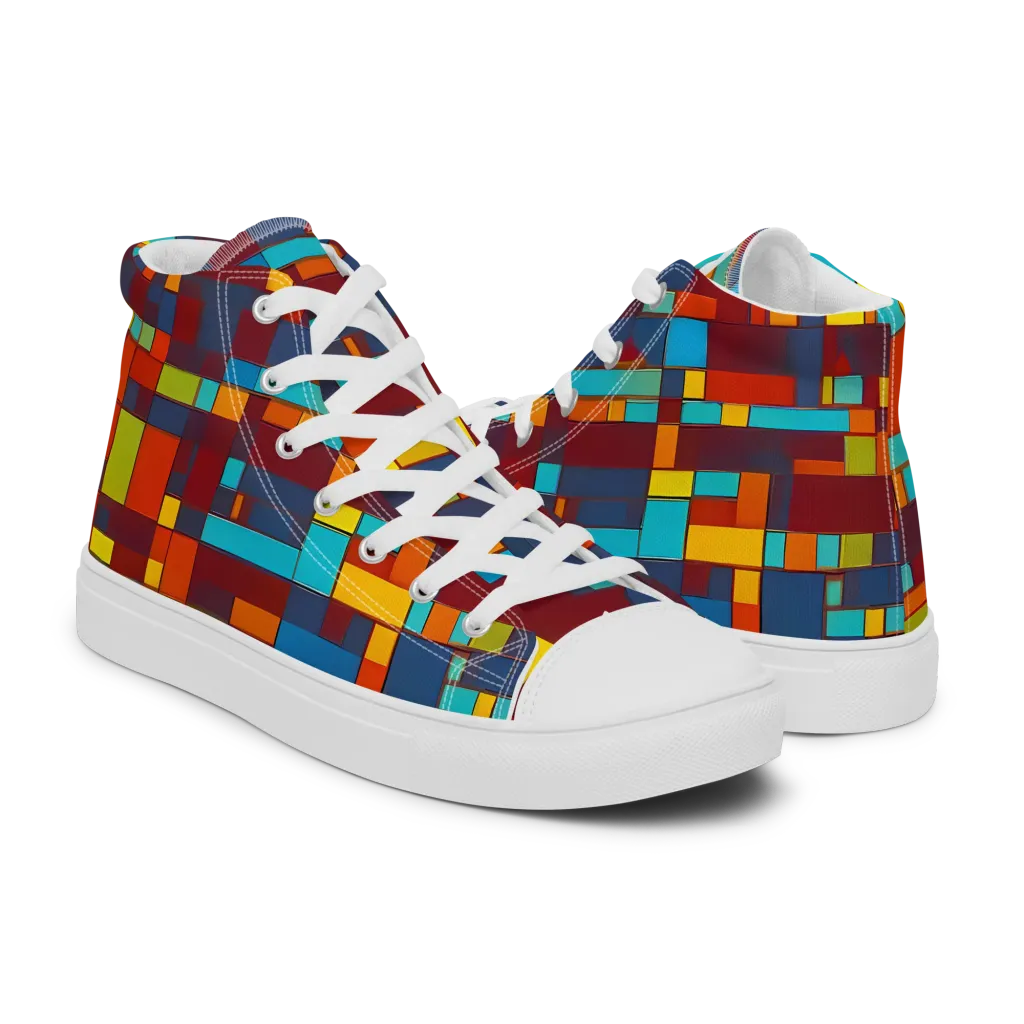 Astral Grid on Men's High Top Canvas Shoes — Right