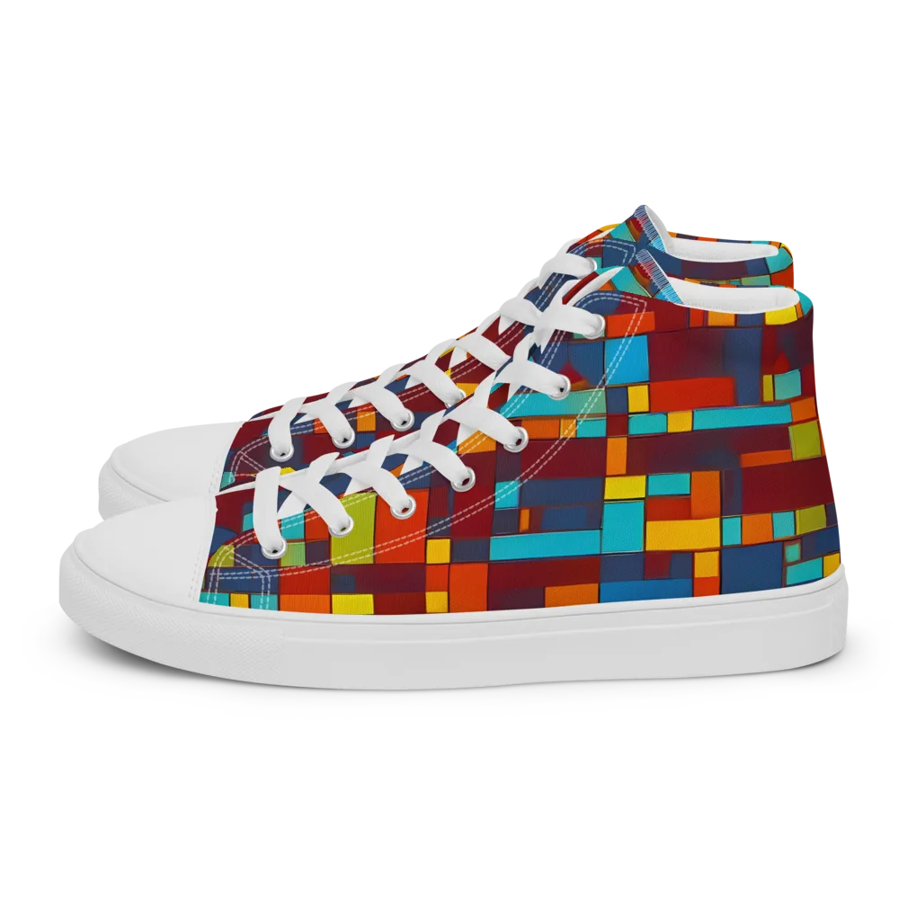 Astral Grid on Women's High Top Canvas Shoes — Left