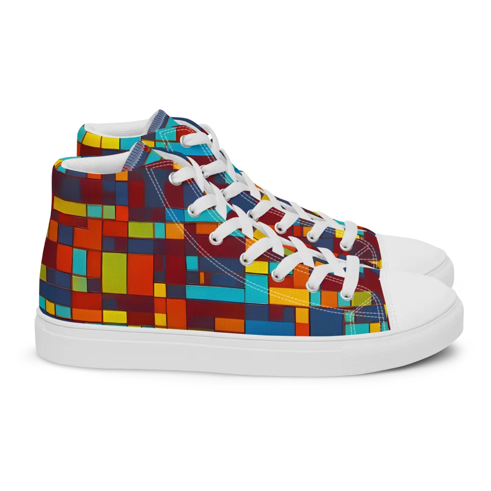 Astral Grid on Women's High Top Canvas Shoes — Right