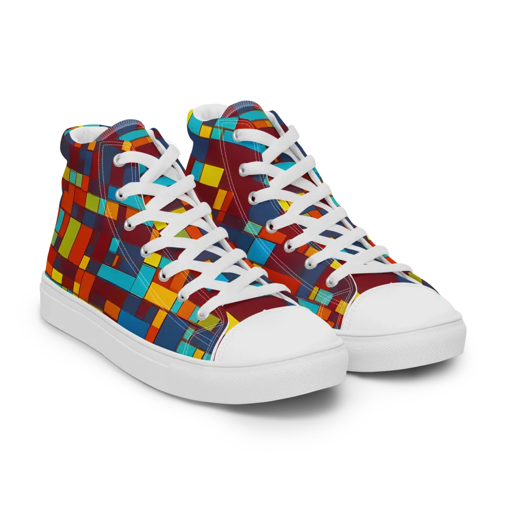 Astral Grid on Women's High Top Canvas Shoes — Right Front