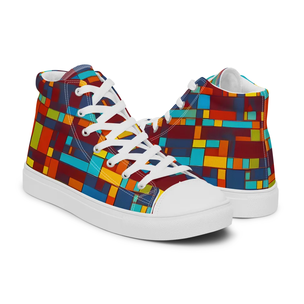 Astral Grid on Women's High Top Canvas Shoes — Right