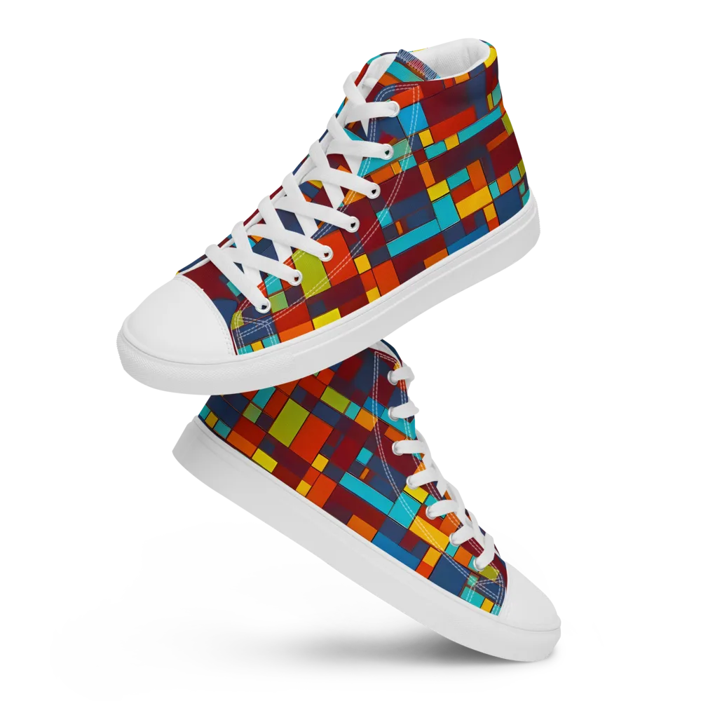 Astral Grid on Women's High Top Canvas Shoes — Front